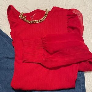 Nine West Vibrant Red Blouse